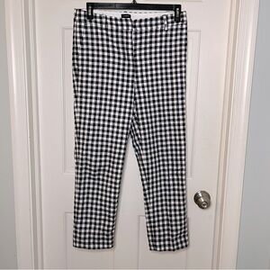 J. Crew Navy and White Gingham Linen Pant Size 6